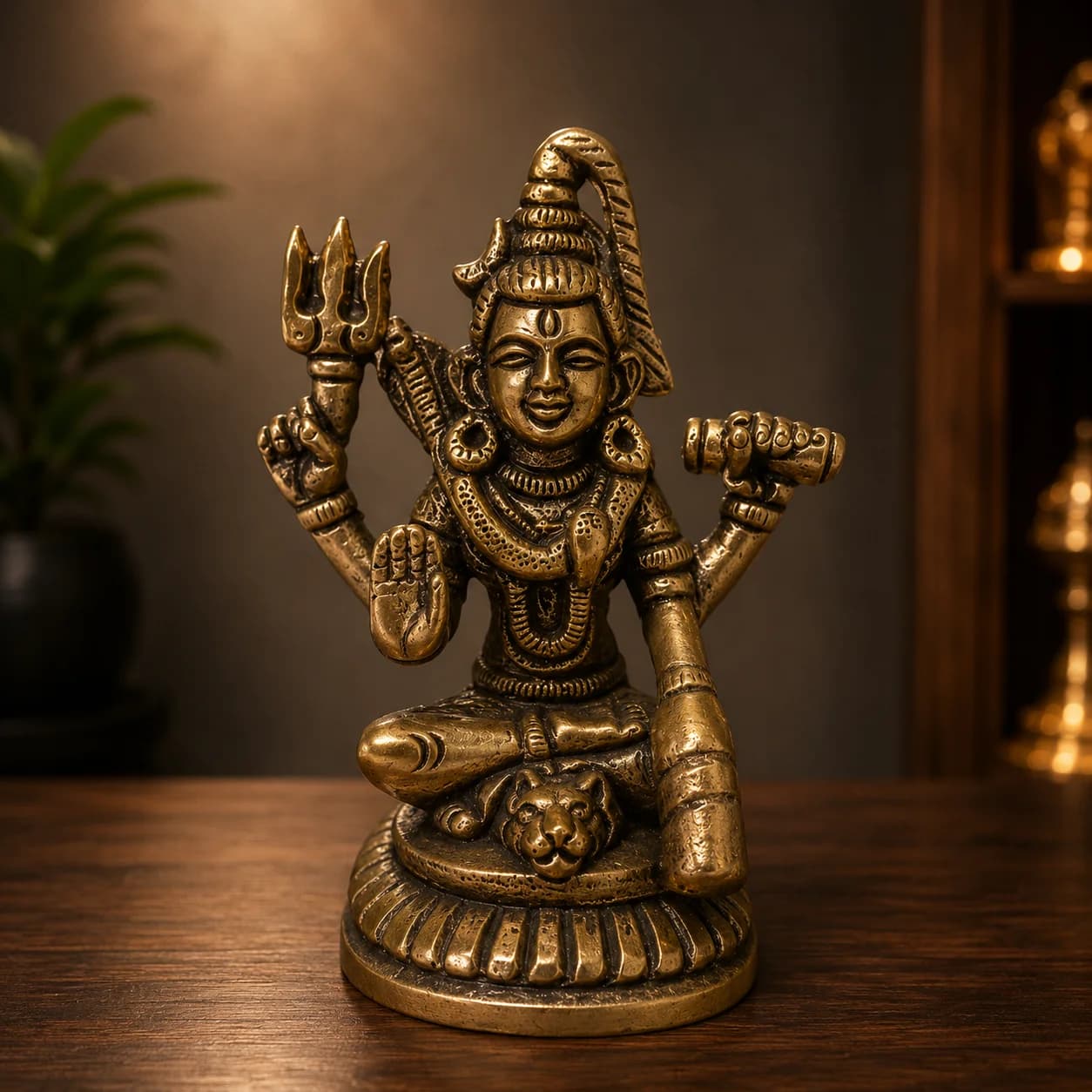 Portable Brass Lord Shiva Statue, 250g, from Bhaktapur
