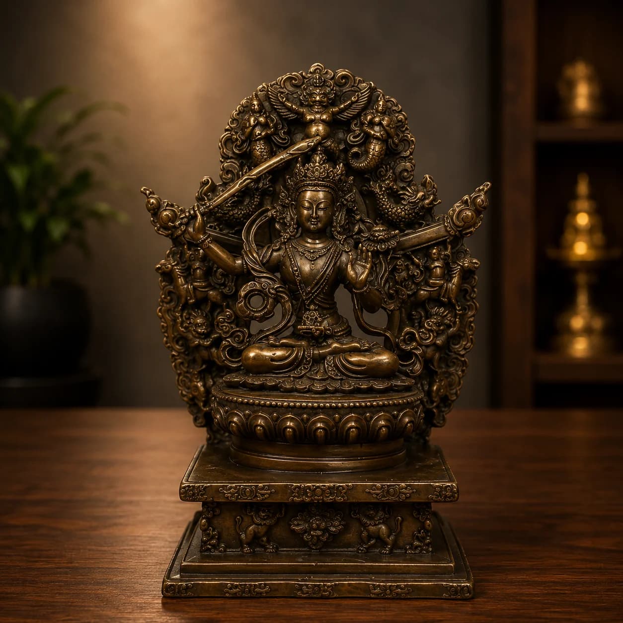 Manjushree Monastery Copper Statue, 490g, from Bhaktapur