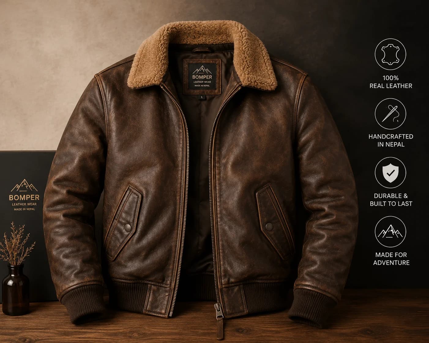 Bomber Leather Jacket for Men